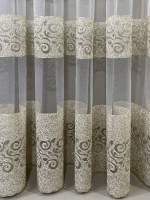 Тюль фатин с узором Binding бежевый с золотом Турция
