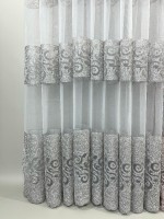 Тюль фатин з візерунком Binding сірий з сріблом Туреччина - Зображення 4