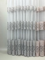 Тюль фатин з візерунком Binding сірий з сріблом Туреччина - Зображення 7