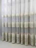 Тюль фатин с узором Binding бежевый с золотом Турция — изображение 5