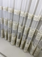Тюль фатин с узором Binding бежевый с золотом Турция — изображение 3