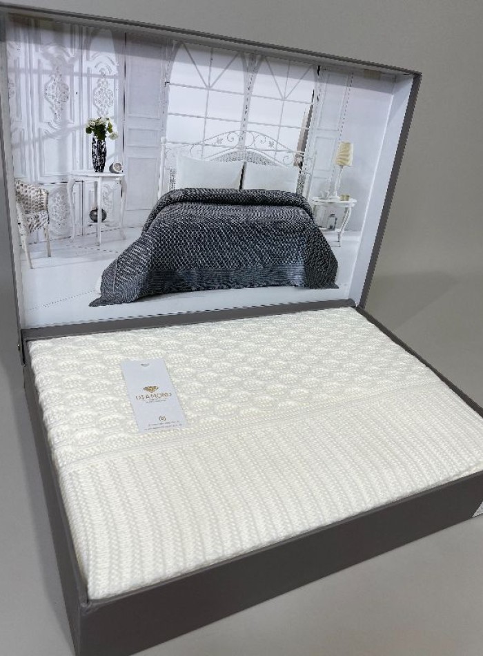 Diamond Silvia в'язаний плед крем 220х240 Туреччина - Зображення 4