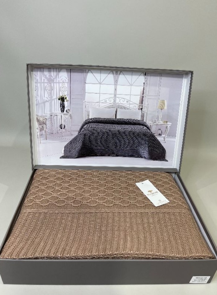 Diamond Silvia вязаный плед кофейный 220х240 Турция — изображение 4