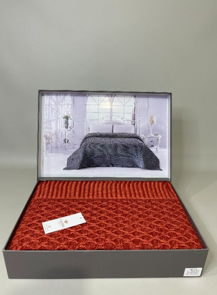 Diamond Silvia вязаный плед терракотовый 220х240 Турция — изображение 3
