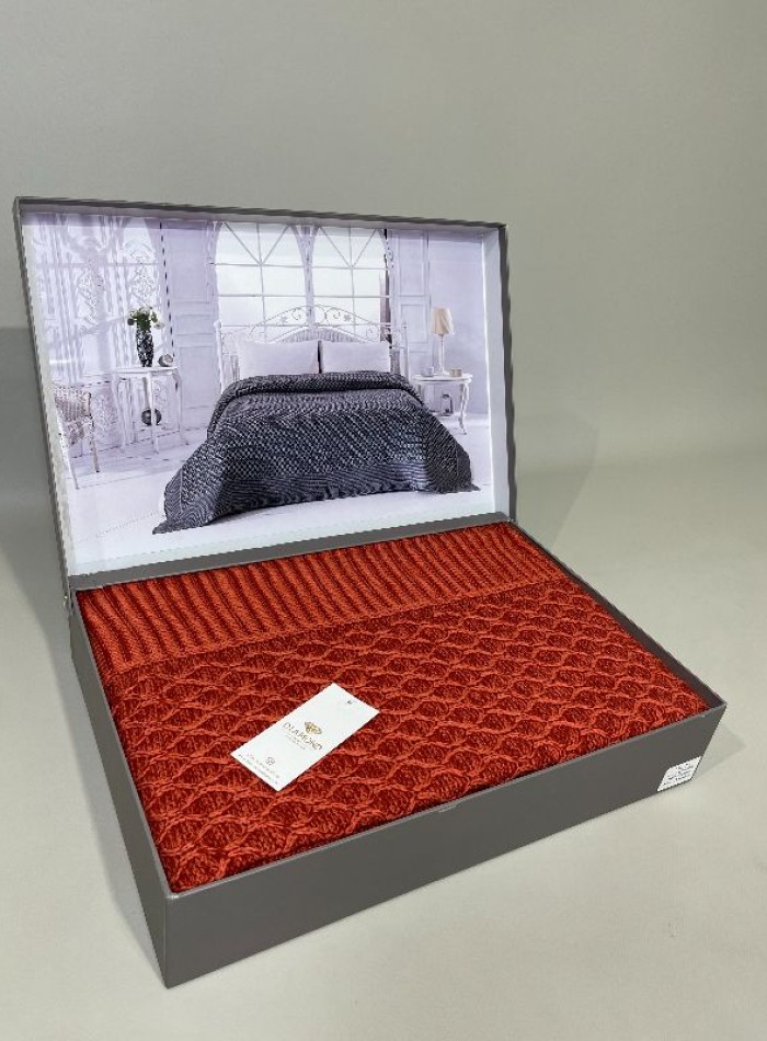 Diamond Silvia вязаный плед терракотовый 220х240 Турция — изображение 6