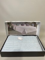 LuiSa махрове простирадло-покривало бавовна євро 200X220 Navy2 - Зображення 7