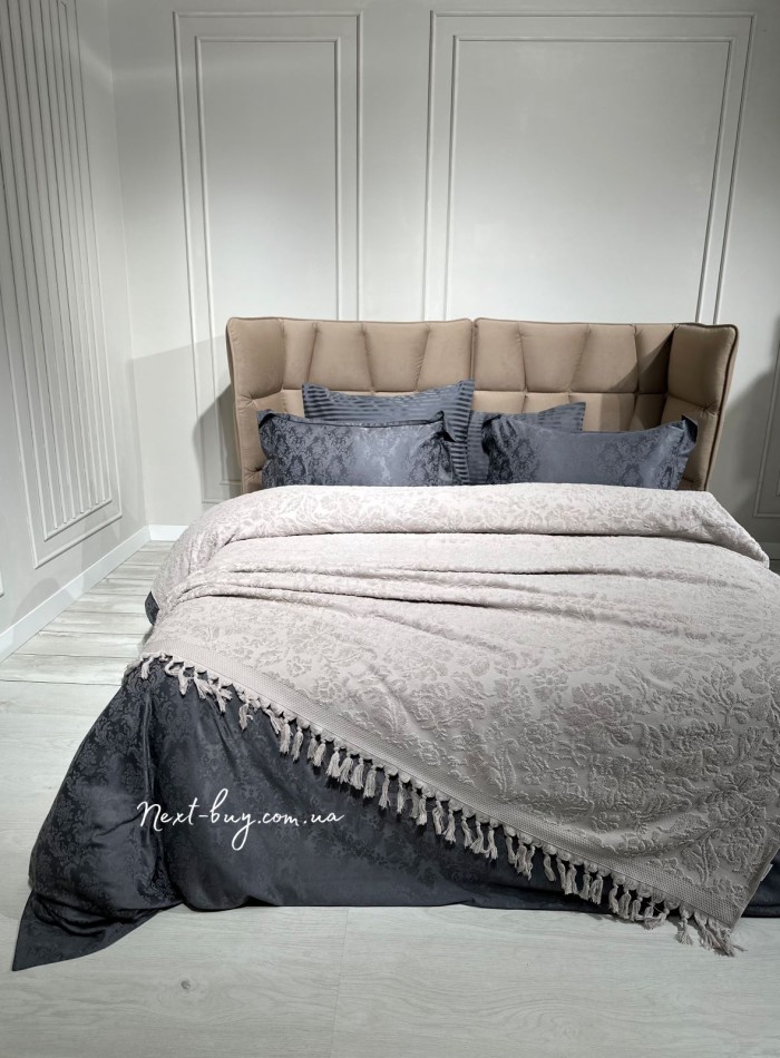Diamond Malvina махрове простирадло-покривало Grey 200х220 Туреччина - Зображення 5