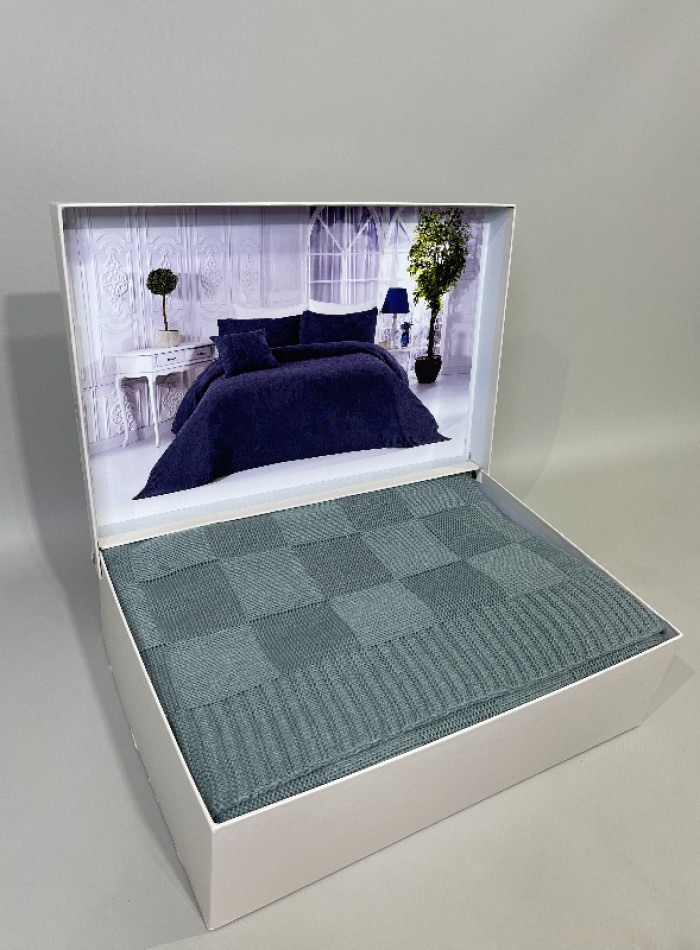 Diamond Alegra вязаный плед с наволочками 220х240 Green Турция — изображение 6