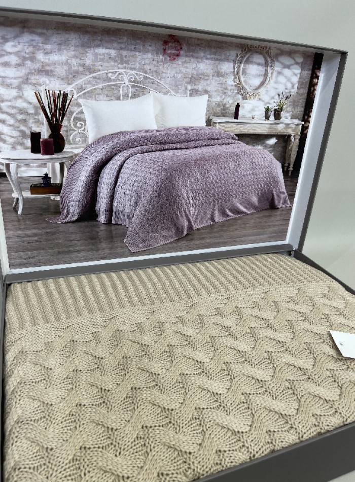 Diamond Sara в'язаний плед 220х240 Bej Туреччина - Зображення 3