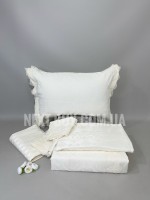 Maison D'or Mirabella Bedcover set krem набір постільної білизни з покривалом і наволочками 200x220см сатин жакард з мереживом