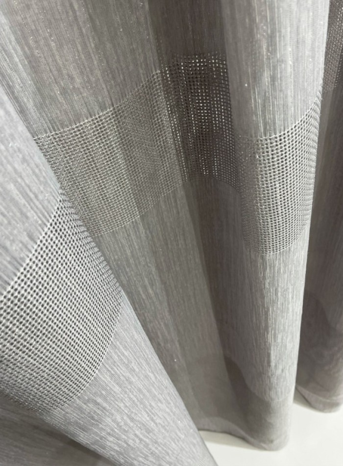 Тюль льон Linen сірий з люрексом Туреччина - Зображення 6