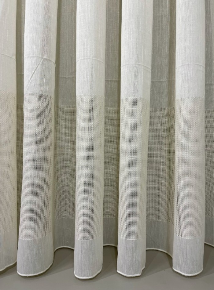 Тюль лён Linen кремовый с люрексом Турция — изображение 3