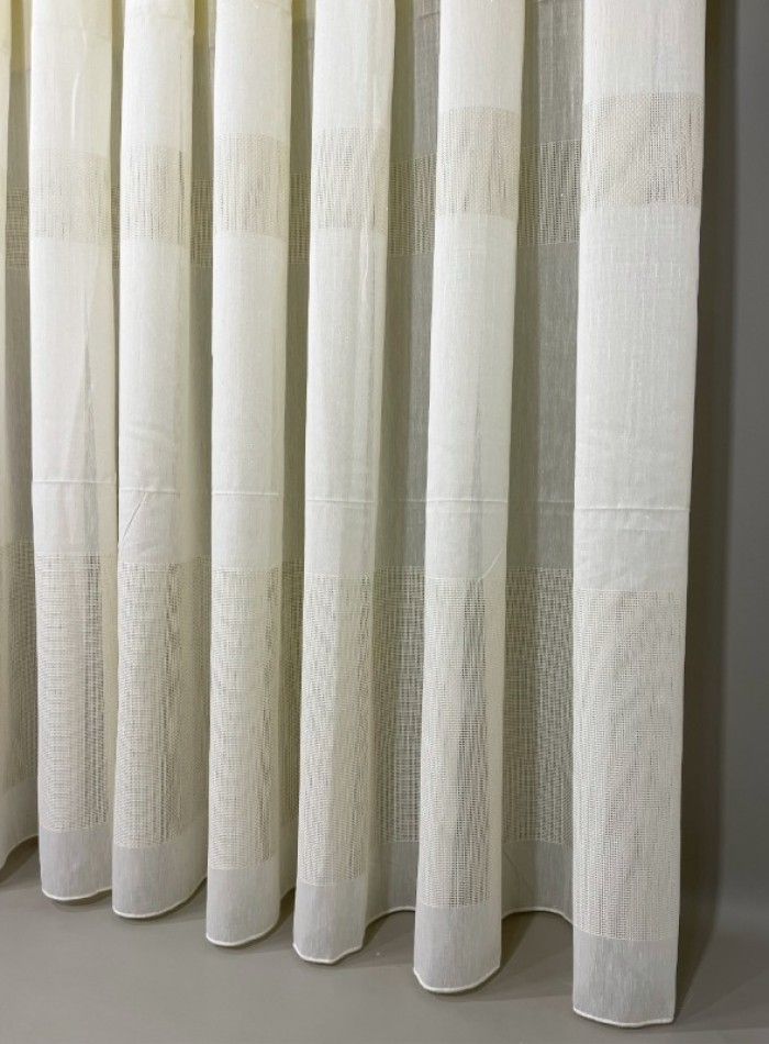 Тюль лён Linen кремовый с люрексом Турция — изображение 4
