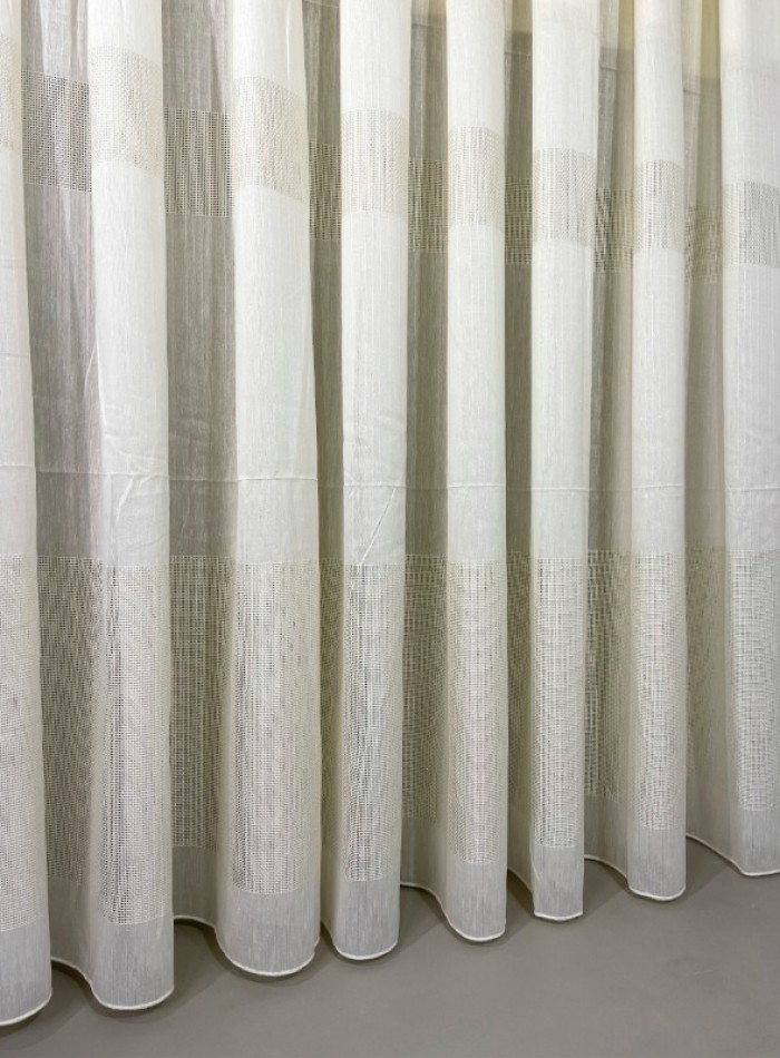 Тюль лён Linen кремовый с люрексом Турция — изображение 7