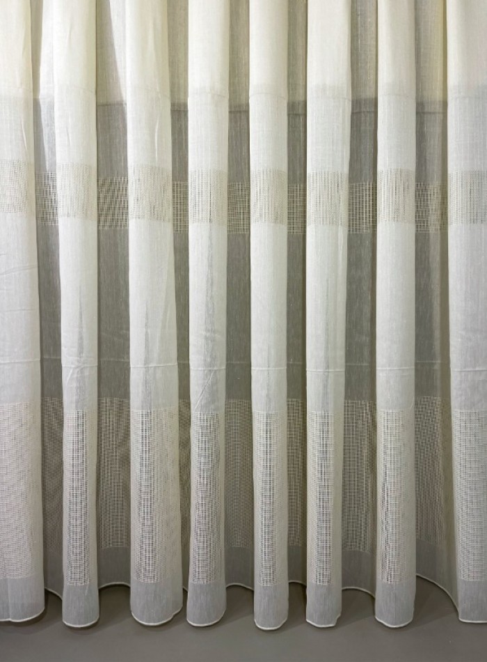 Тюль лён Linen кремовый с люрексом Турция — изображение 8