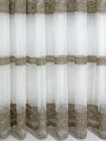 Тюль фатин Laces коричневий з золотом Туреччина