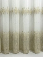 Тюль фатин Patterns бежевый с золотом Турция