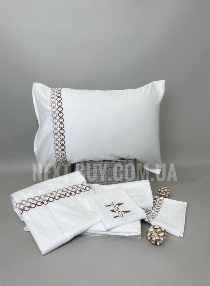 Постельное белье Maison D'or Maison Premium beige 200x220см сатин с вышивкой — изображение 2
