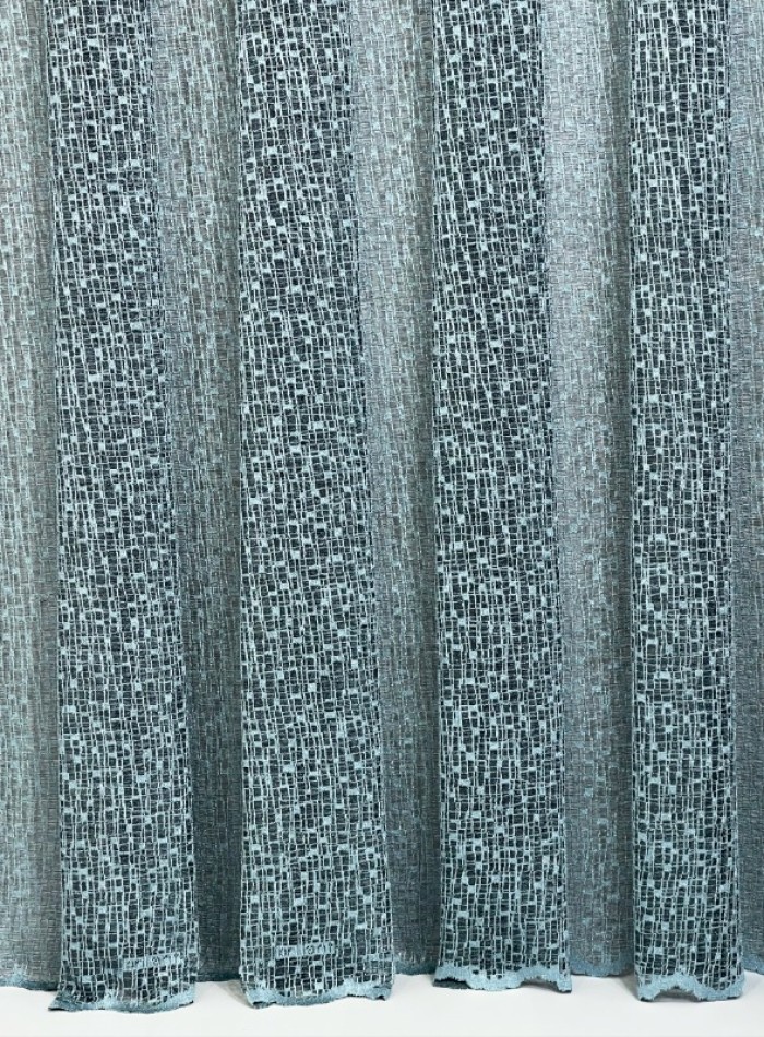 Тюль сітка з плетінням Weaving синій Туреччина - Зображення 5
