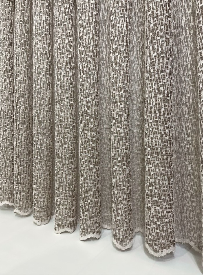 Тюль сетка с плетением Weaving бежевый Турция — изображение 3