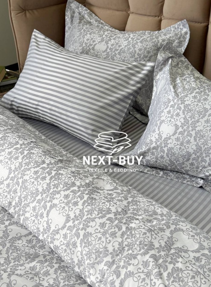 Постельное белье Maison D'or Pearl Grey 200x220см бамбук жаккард — изображение 8