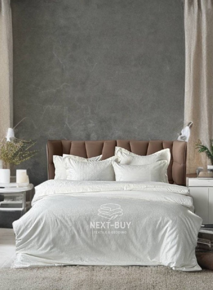 Постільна білизна Maison D'or Pearl White 200x220см бамбук жаккард - Зображення 2