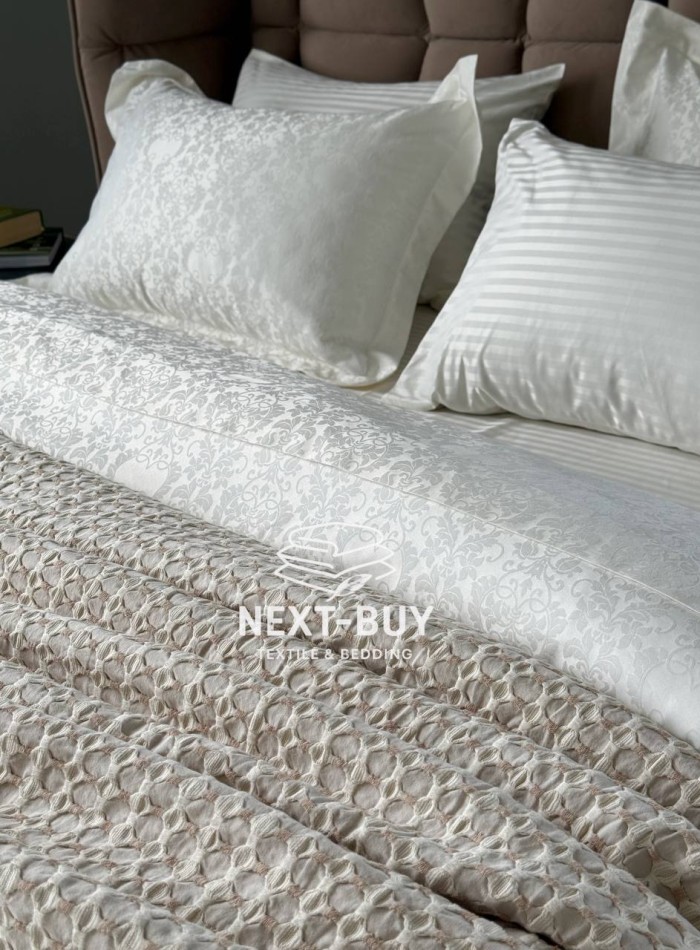 Постільна білизна Maison D'or Pearl White 200x220см бамбук жаккард - Зображення 4