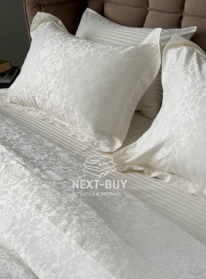 Постільна білизна Maison D'or Pearl White 200x220см бамбук жаккард - Зображення 5