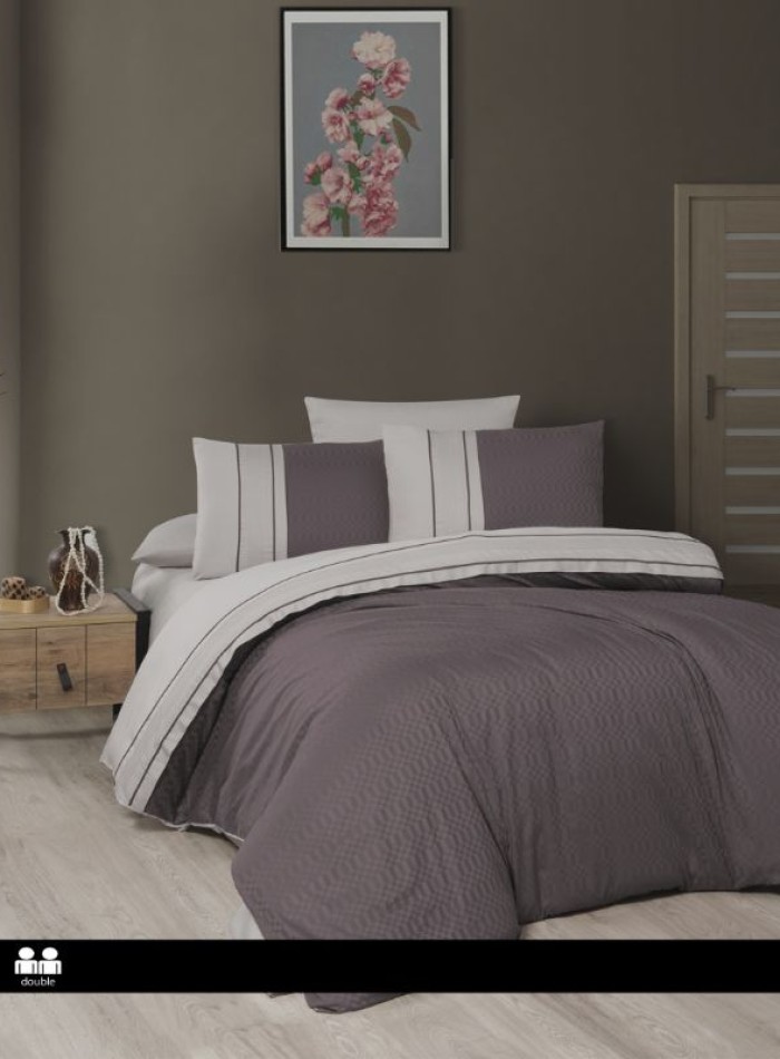 First choice Chackers Duet Lilac & Beige deluxe сатин постельное белье евро 200х220 — изображение 2