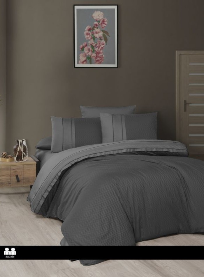 First choice Chackers Duet Smoke & Athracite deluxe сатин постельное белье евро 200х220 — изображение 2