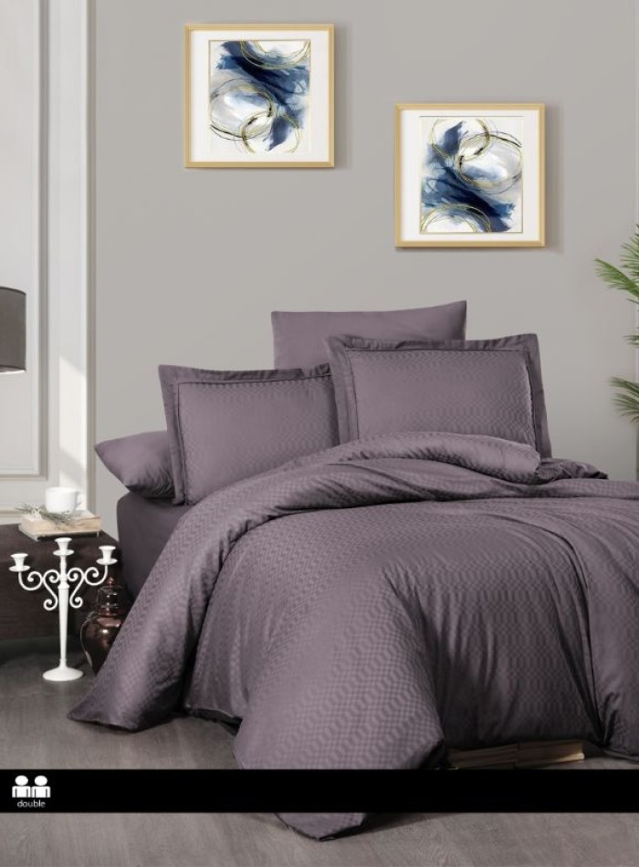 First choice Chackers Lilac deluxe сатин постельное белье евро 200х220 — изображение 2