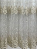 Тюль фатин Curls кремовий з золотом Туреччина