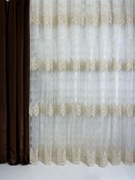 Тюль фатин Curls кремовий з золотом Туреччина - Зображення 2