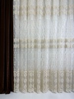 Тюль фатин Golden кремовый с золотом Турция — изображение 2