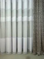 Тюль сітка з вставками під льон Lʹon білий Туреччина - Зображення 4