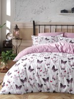 Maison D'or Butterfly Valley dark lilac постільна білизна євро 200х220 сатин - Зображення 3