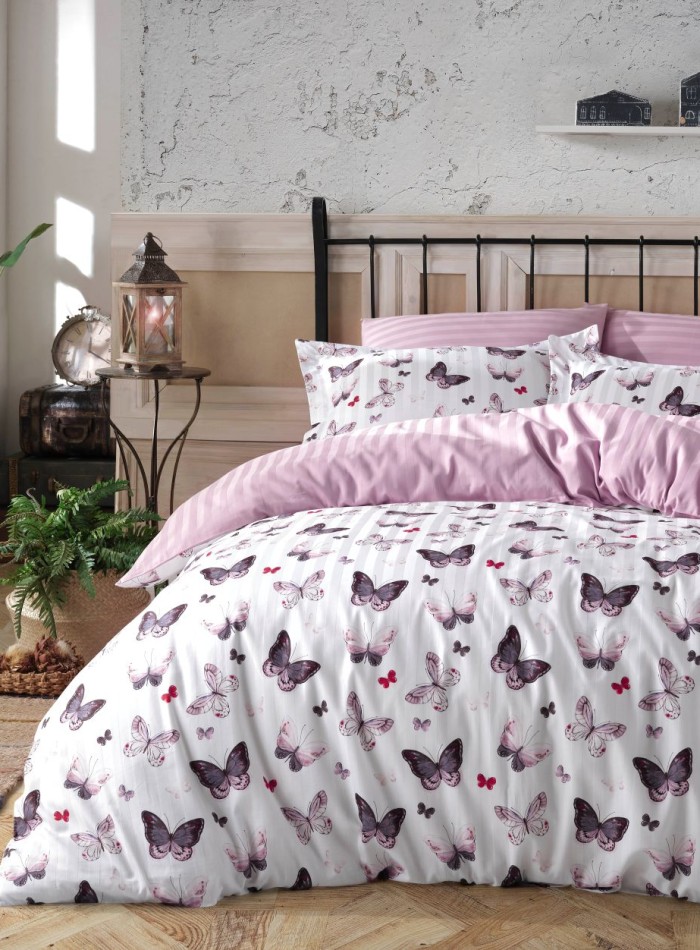 Maison D'or Butterfly Valley dark lilac постільна білизна євро 200х220 сатин - Зображення 3