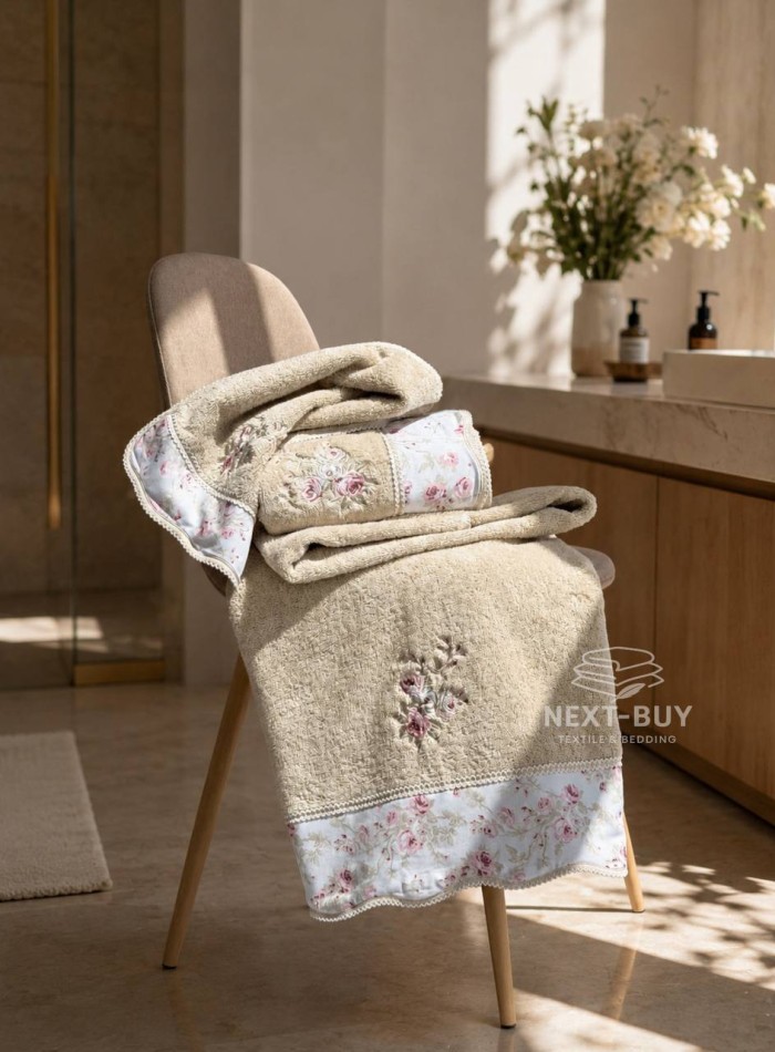 Набір махрових рушників Maison D'or Lady Roses Beige 3шт. бежевий - Зображення 3