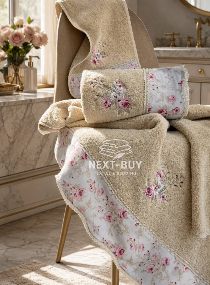 Набір махрових рушників Maison D'or Lady Roses Beige 3шт. бежевий - Зображення 2