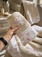 Набір махрових рушників Maison D'or Lady Roses Beige 3шт. бежевий - Зображення 4