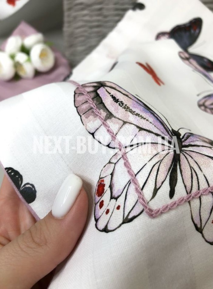 Maison D'or Butterfly Valley dark lilac постільна білизна євро 200х220 сатин - Зображення 6