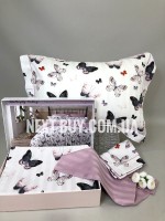 Maison D'or Butterfly Valley dark lilac постільна білизна євро 200х220 сатин - Зображення 5