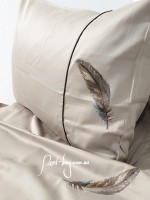 Maison D'or Pulume Volante beige постельное белье семейное 160x220см-2шт. сатин с вышивкой