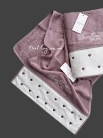 Maison D`or Lavoine Hearts dark lilac махровий рушник для сауни 85х150 - Зображення 3