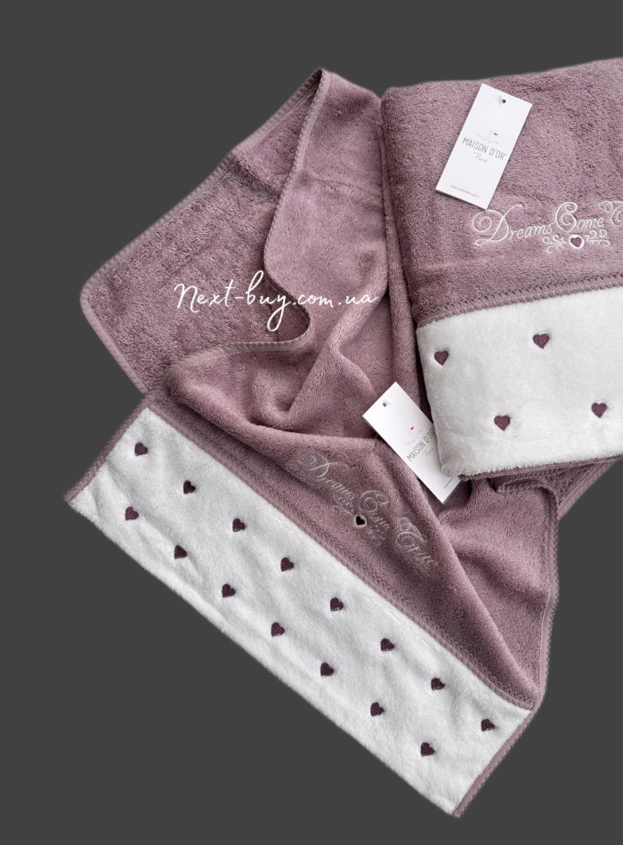 Maison D`or Lavoine Hearts dark lilac махровий рушник 50х100 - Зображення 3