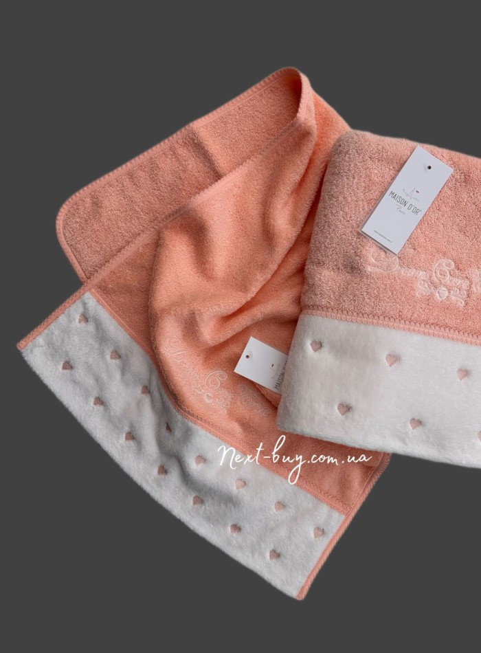 Maison D`or Lavoine Hearts salmon махровий рушник для сауни 85х150 - Зображення 2