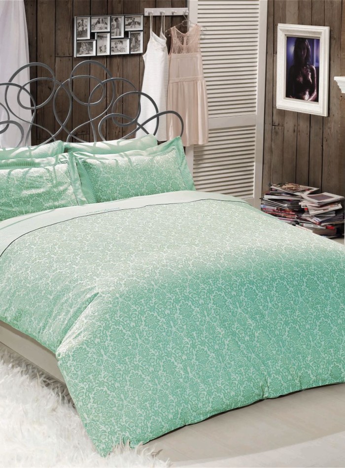 Постельное белье Maison D'or Rose Marine Turquoise 160x220см сатин со стразами — изображение 3