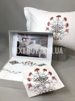 Постільна білизна Diamond Karden сатин з вишивкою евро 200х220