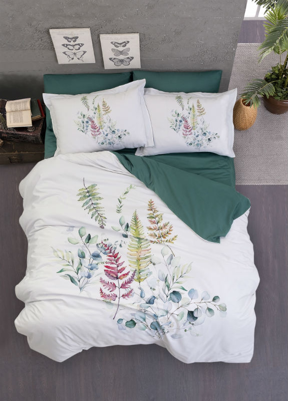 Постільна білизна First choice Sarnia oil green 3D Satin евро 200х220 - Зображення 1