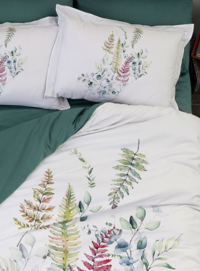 Постільна білизна First choice Sarnia oil green 3D Satin евро 200х220 - Зображення 3